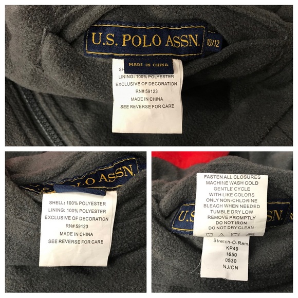 US Polo Assn Boys M/L 10-12 Reversible‎ Fleece Hooded Full Zip Jacket w/Pockets - Picture 11 of 11